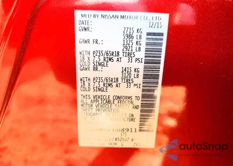 2016 Nissan Pathfinder S z USA, uszkodzony, nr VIN 5N1AR2MM1GC608911